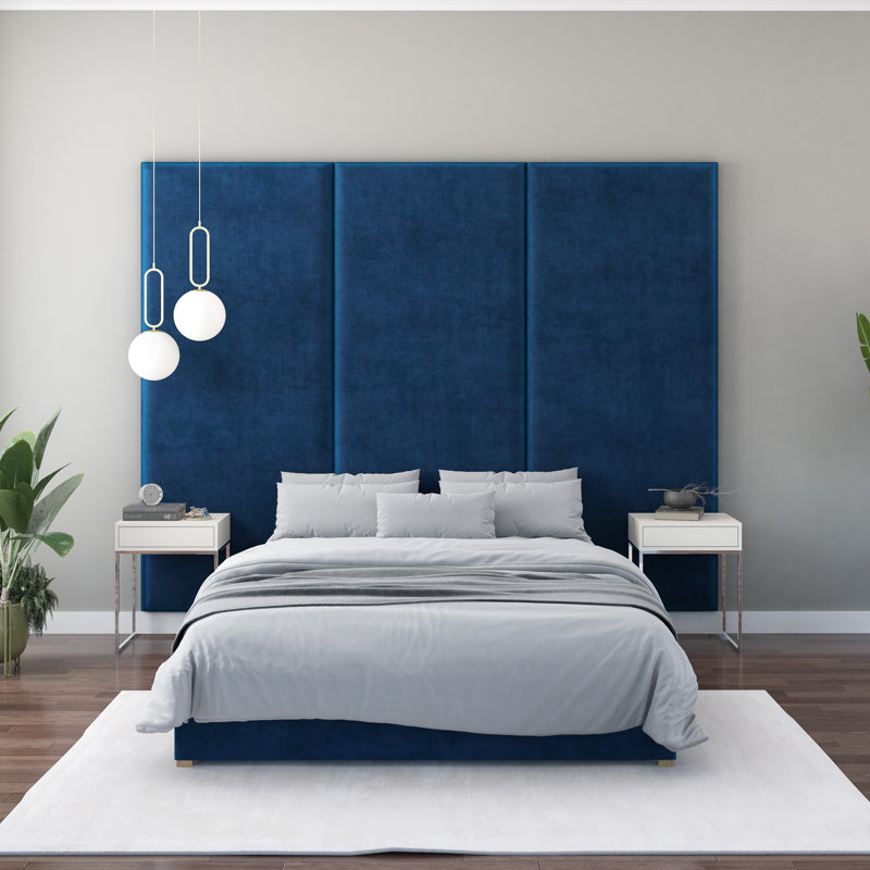 Nayali 90cm x 210cm Upholstered Wall Paneling, Navy
