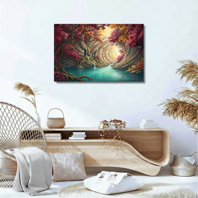 Ensemble de 1 tableau sur toile représentant une forêt fantastique