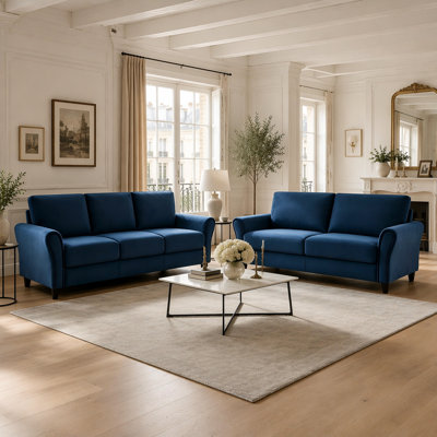 Mid-Century Modern 2-Piece Curved Arm Sofa Set