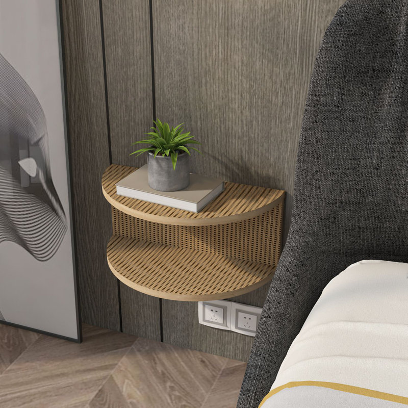 Elegant Nightstand, Hazeran Brown, 17.7 x 7.7 x 9.4 inches | 100% Melamine Coated Particle Board, Thickness: 0.7 inches | Modern Geometric Design, Ideal for Bedroom Storage & Decor, Durable and Stylish