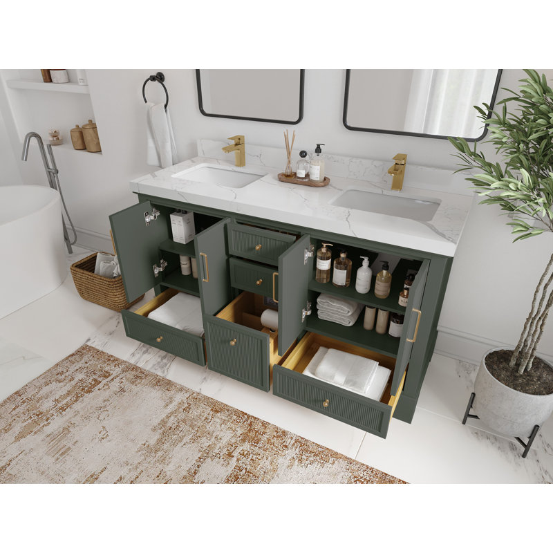 Alys 60'' Free Standing Double Bathroom Vanity with Quartz Top