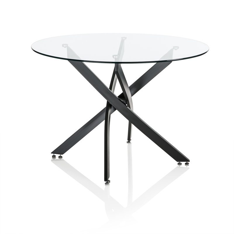 Merricks Round Metal Base Dining Table, Clear