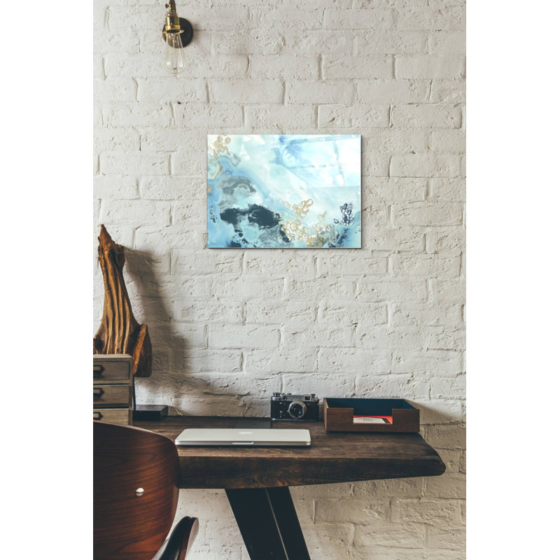 «Aqua Wave Form II» par June Erica, art mural en verre acrylique, H 12 po x l 16 po