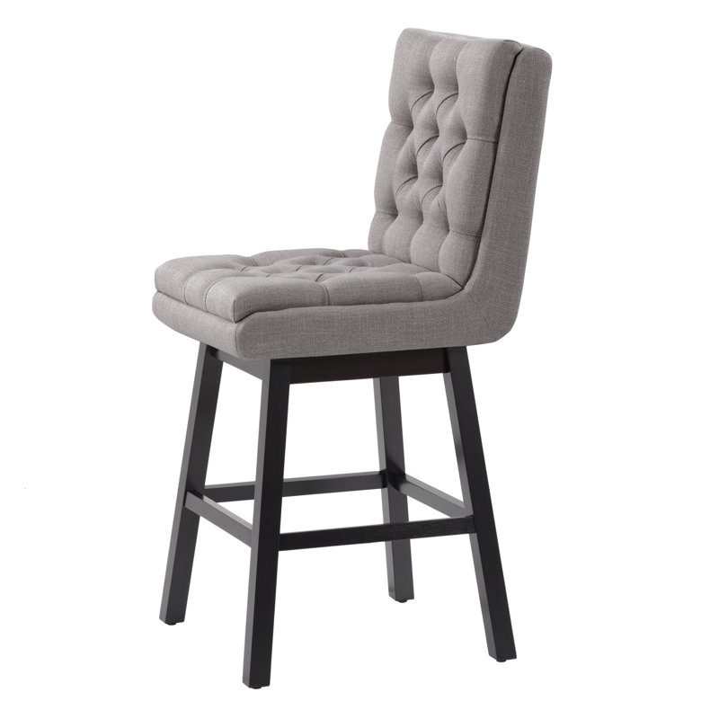 Sapphira Upholstered Counter Stool with Solid Wood Frame, Light Gray