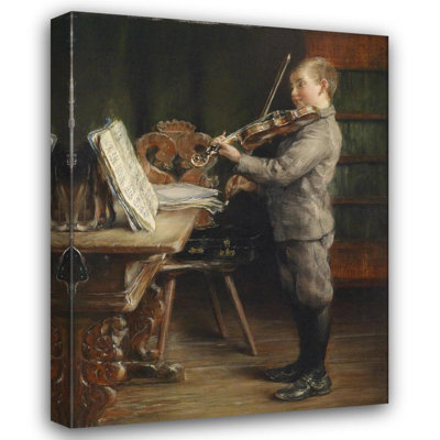 «Boy jouant du violon» par Otto Piltz - Art mural sur toile tendue avec châssis