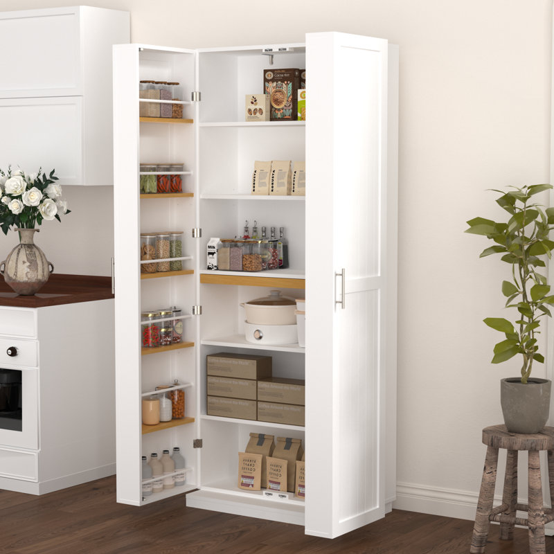 Armoires spacieuses en MDF blanc avec tablettes réglables pour les cuisines modernes
