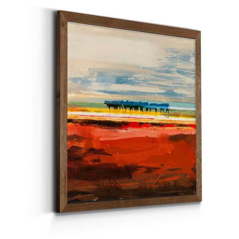 Bétail du Texas-impression d’art graphique sur toile encadrée, H 35,5 po x l 35,5 po x P 1,5 po, Cadre en érable