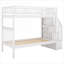 Lit superposé divisé à 3 lits simples avec lit gigogne et rangement latéral pour chambre double pin blanc doux