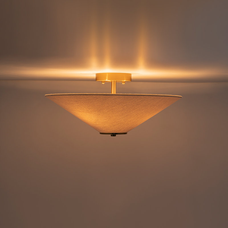 3-Light Mushroom-Shaped Fabric Semi-Flush Mount