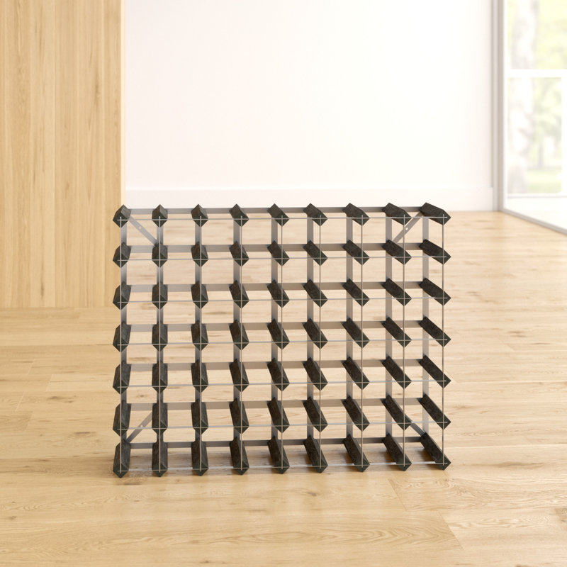 Liddle 56 Bottle Floor Wine Bottle Rack, Black Stained / Galvanised Steel