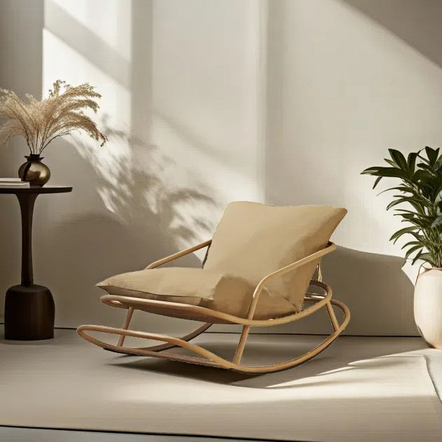 Chaise berçante confortable, Café clair