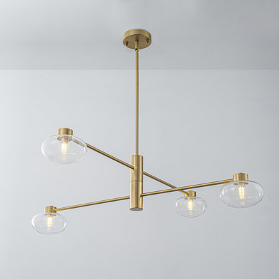 Modern 4-Light Clear Ellipse Glass Layered Chandelier