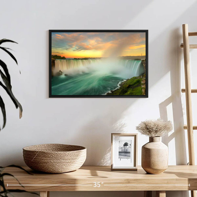 Paysage des chutes du Niagara, 19 po x 13 po, Cadre flottant noir