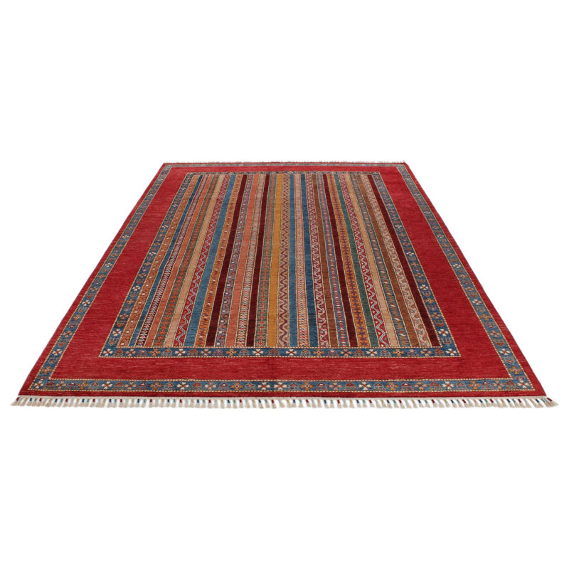 7x10 Red and Multicolor Turkish Tribal Rug