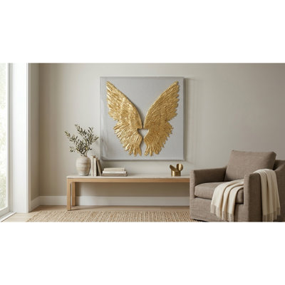 Décoration murale boîte en acrylique Gold Wings