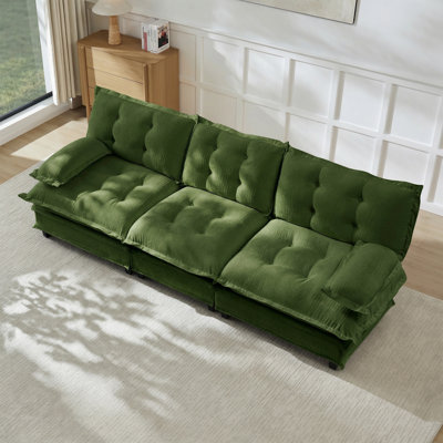 Canapé 3 places Cloud, canapé modulaire modulaire, canapé moderne à assise profonde pour le salon, coussin confortable en treillis décoré, tissu chenille respirant