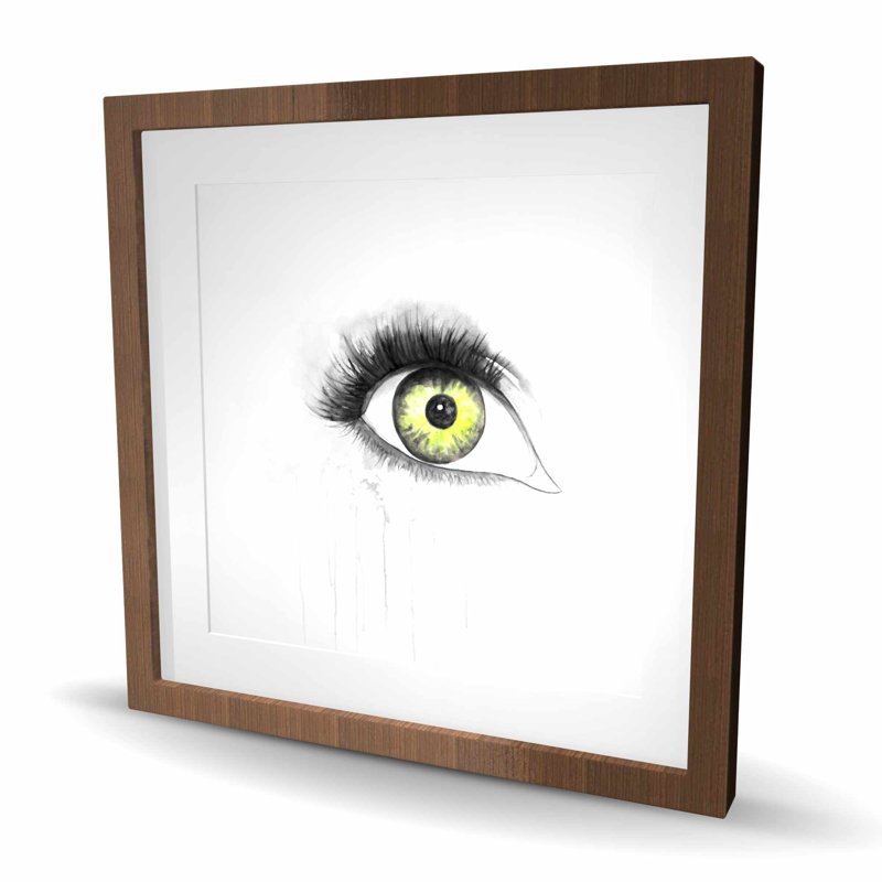 Œil vert à l'aquarelle - reproduction grise encadrée, H 24 po x l 24 po