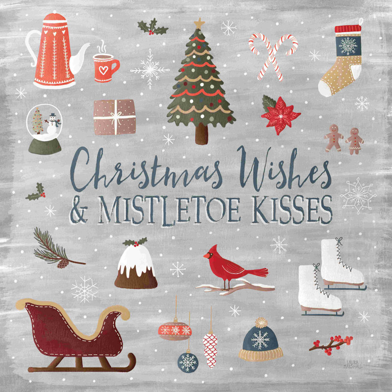 «Christmas Cheer I» par Laura Marshall, reproduction sur toile tendue, H 12 po x l 12 po
