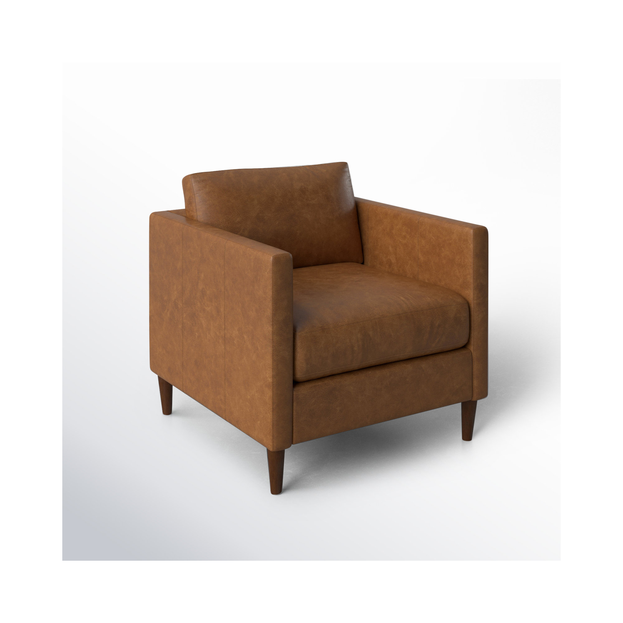 Clifford Genuine Leather Custom Armchair, Bistro Saddle Genuine Leather
