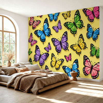 Papier peint adhésif autocollant, papillons sans soudure, papier contact amovible pour salon, chambre à coucher H 69 po x l 96 po