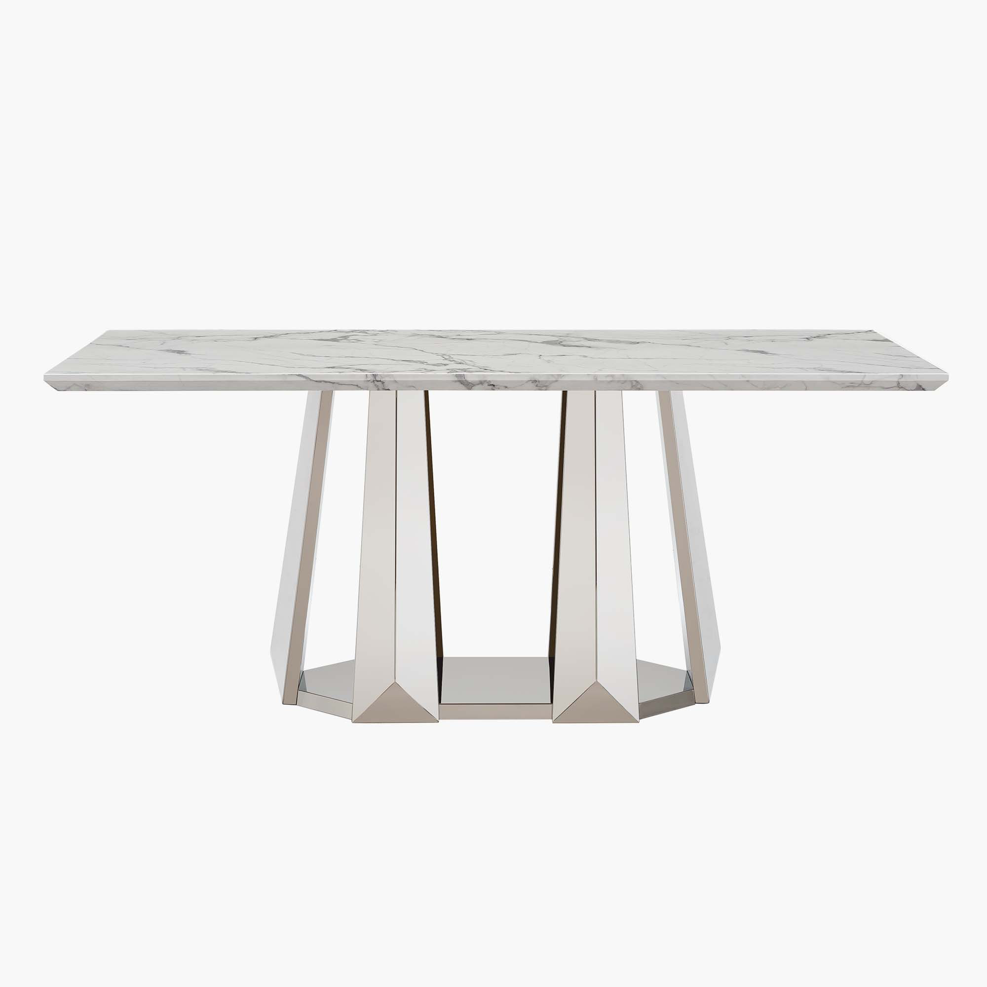 Brayden Studio Marble Dining Table for 6 People, 70'' Rectangle Faux ...