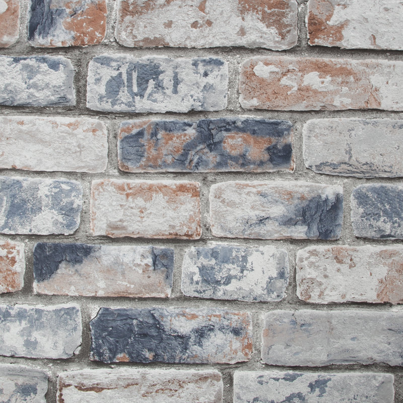 Fresco Navy/Red Industrial Distressed Brick Wallpaper