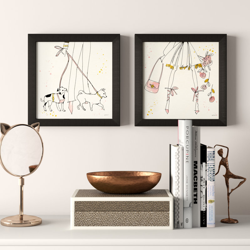 « mode pieds iii & iv », ensemble de 2 reproductions de peintures à l’aquarelle, Toile tendue, H 12 po x l 12 po x P 0,75 po