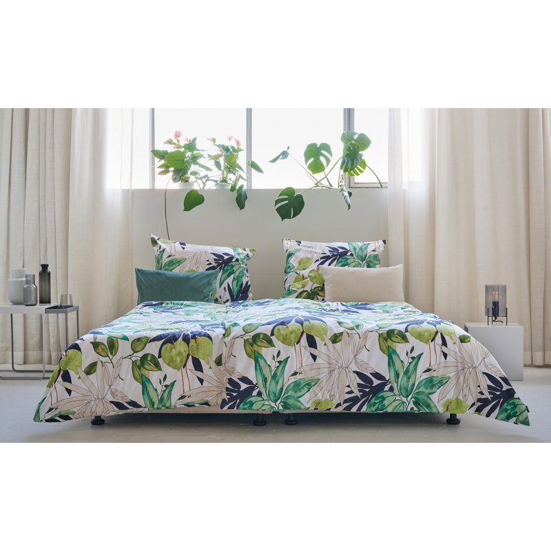 Kinyata Satin Duvet Cover Set, Green, 135cm x 200cm