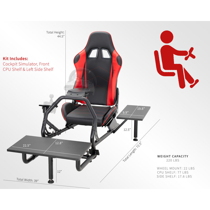 VIVO Racing Simulator Cockpit, Wheel Stand, Reclining Seat, Gear Mount, Shelves (STAND-KIT-RACE1S)