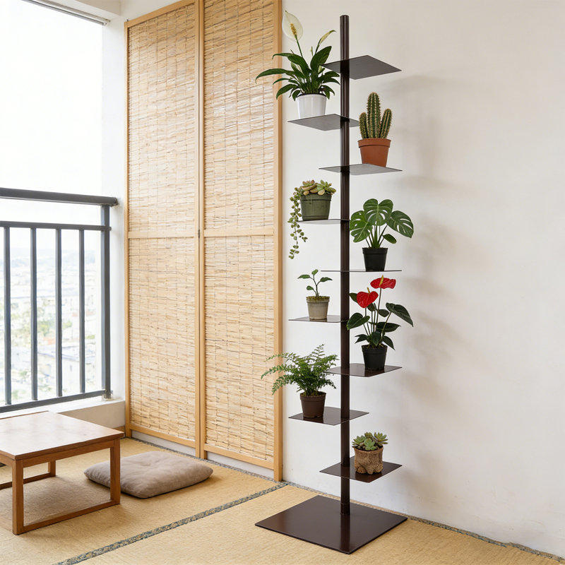 Bibliothèque verticale rotative à 9 niveaux pour bureau à domicile, Brun