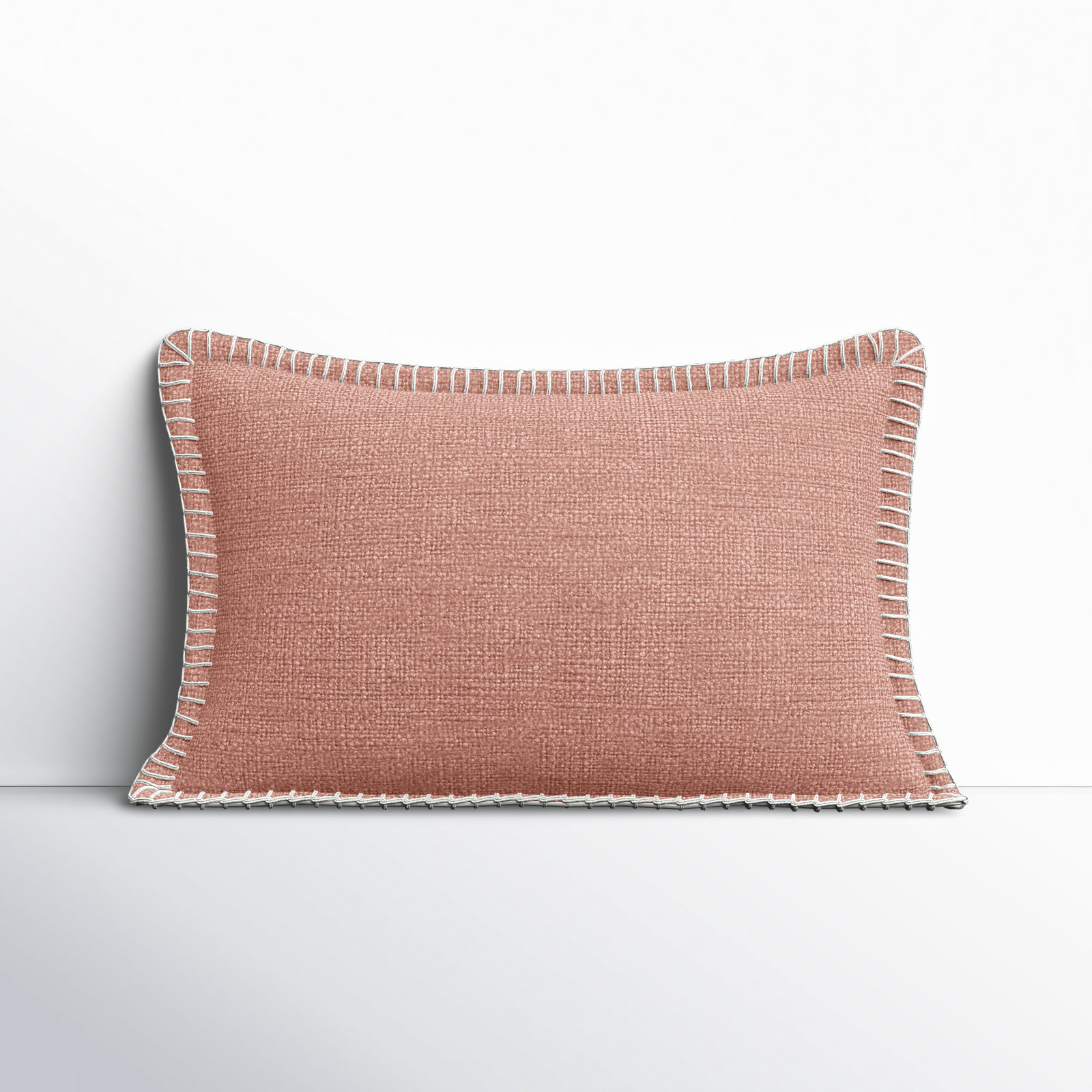 Fernande Cotton Pillow Cover, 13" H x 21" W x 6" D, Pink, Polyester/Polyfill