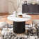 Faux Marble Round Dining Table, With Flutted Pedestal Base