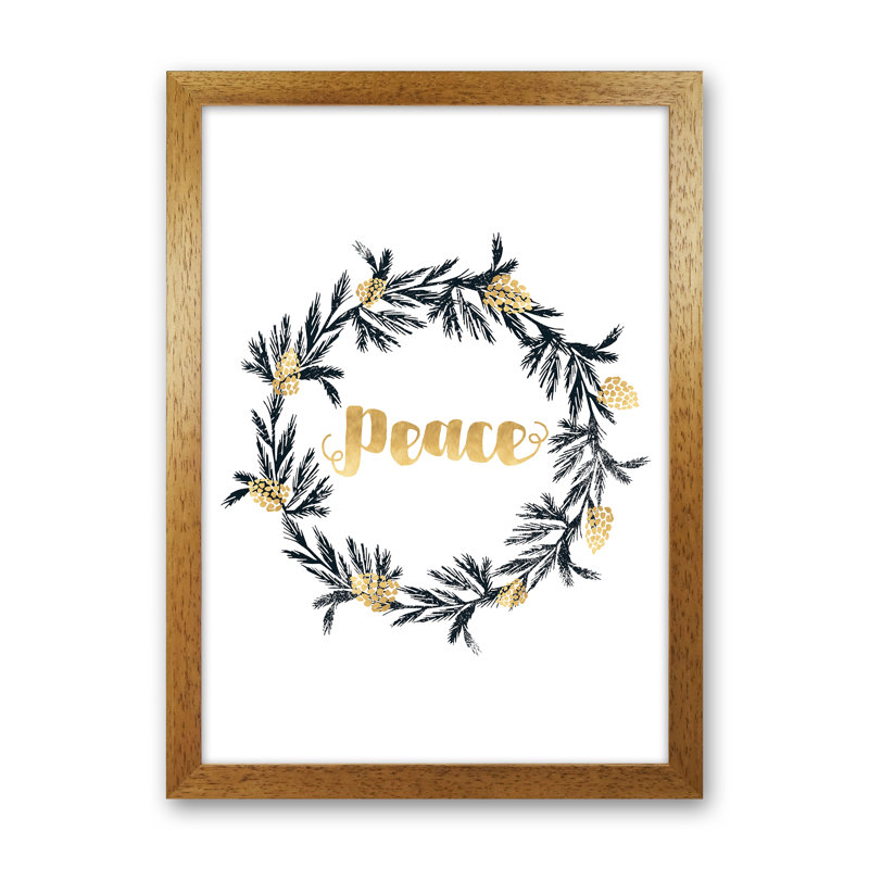 Peace - Print, 88cm H x 64cm W x 3cm D, Brown Framed