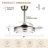 36" Retractable Ceiling Fan with Light and Remote,  6-speed Modern Bladeless Ceiling Fan with APP Control-598517749