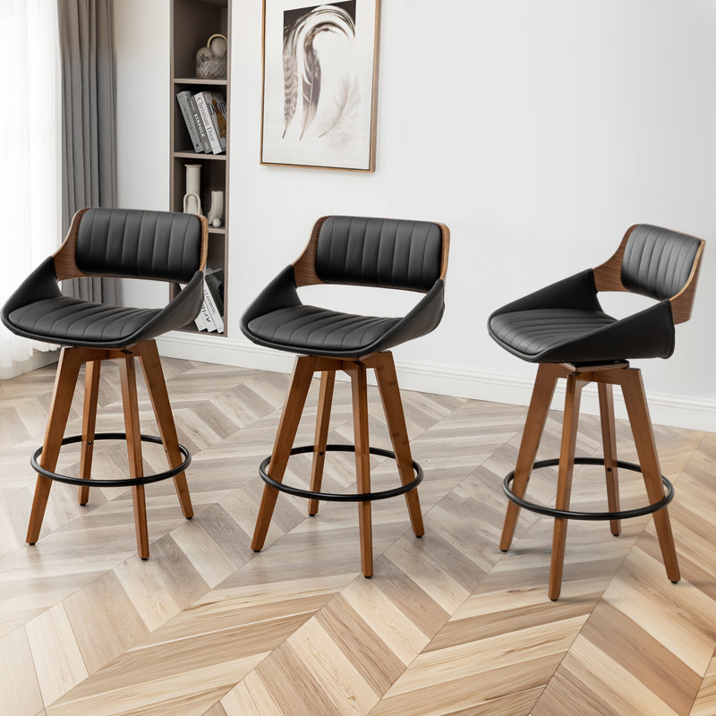 Omar 66cm Swivel Bar Stool, Black