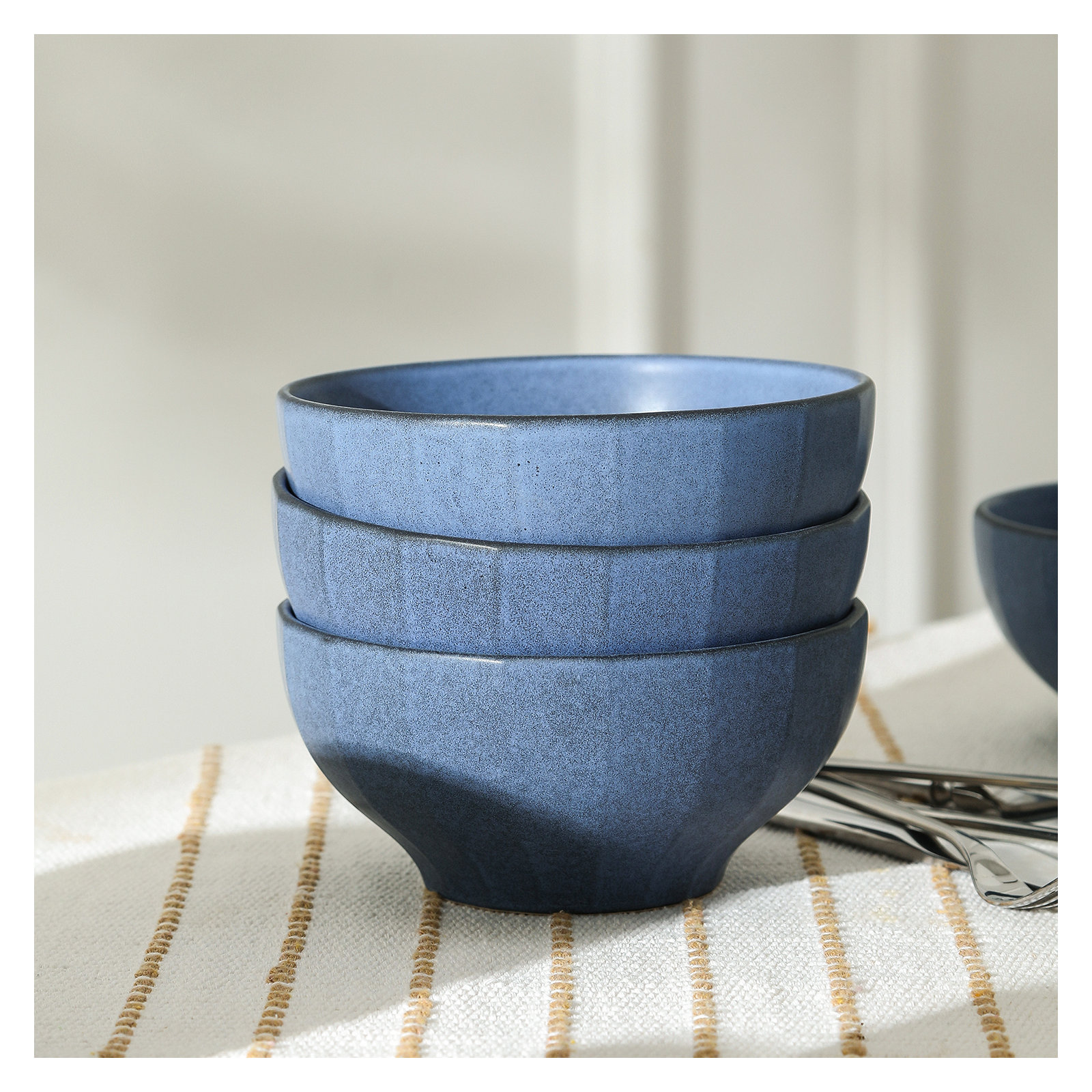 Stone Lain Rio 4-Piece Bowl Set Stoneware, Blue