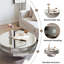 Round Mirrored Coffee Table 30.91 Inches Large Decorative Bling Crushed Diamond Around With Silver Mirror Crystal Edge Frame