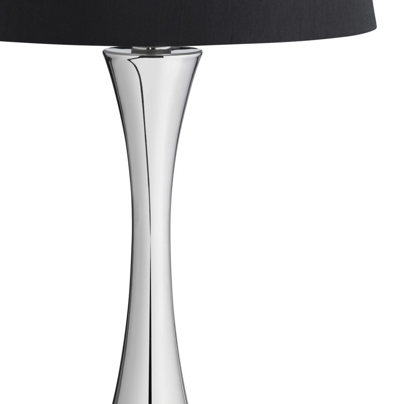 Set Of 2 Metal Table Lamp With Shade, Black, Silver