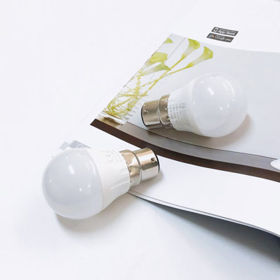 2-Pack 5W B22 LED Ball Bulb, 3000K