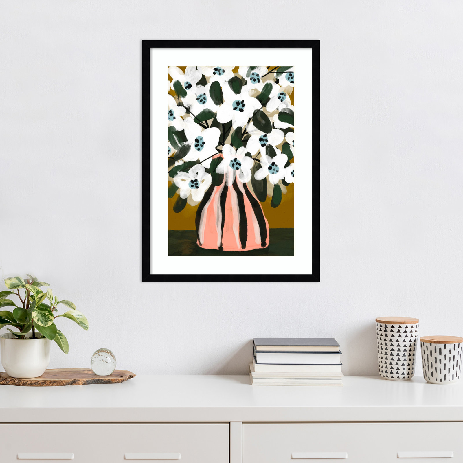 Galya "Pastel Flower Impression No. 9" Print, 25" H x 19" W, Black