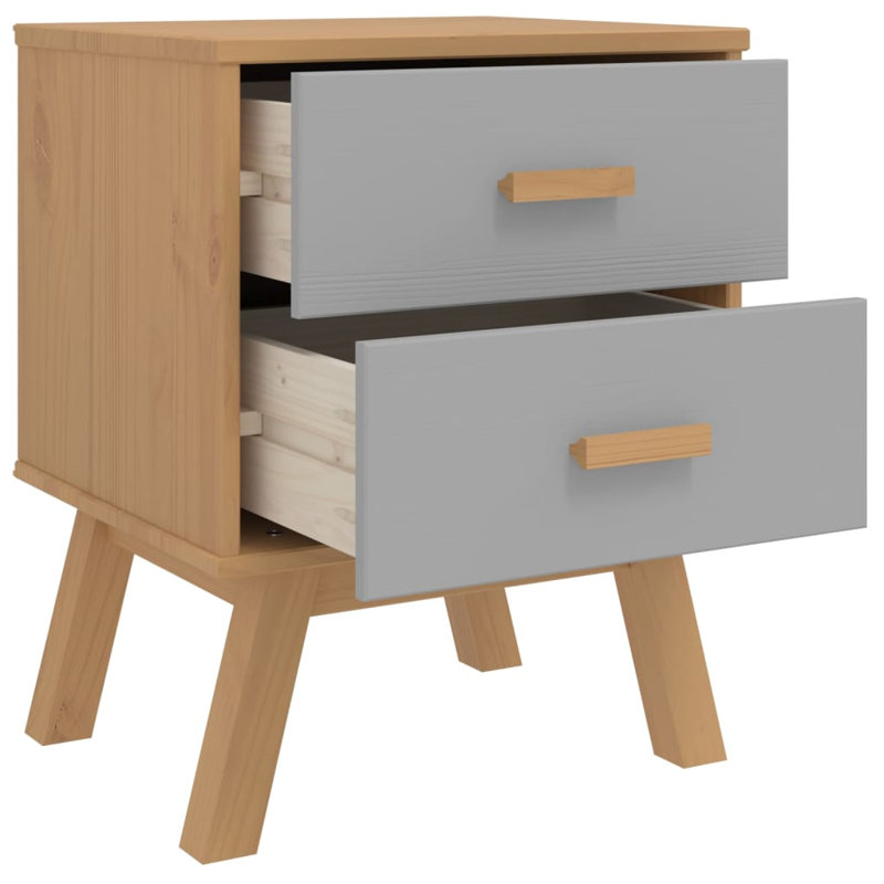 Dorothy  45cm W Solid + Manufactured Wood Bedside Table, Grey/Brown