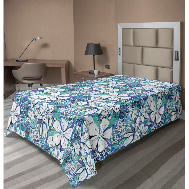 Ambesonne Floral Flat Sheet Peonies Spring Botanical Art