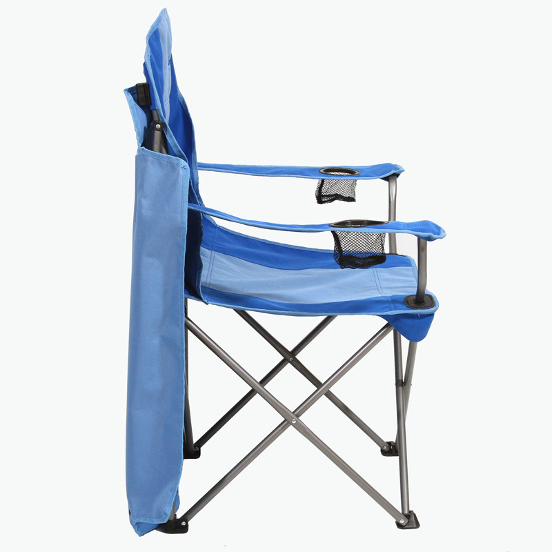 Kamp-Rite Outdoor Camping Beach Patio Sports Folding Chair W/ Shade Canopy, Blue