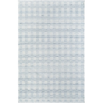 Lavande Plaid Wool Area Rug in Grey