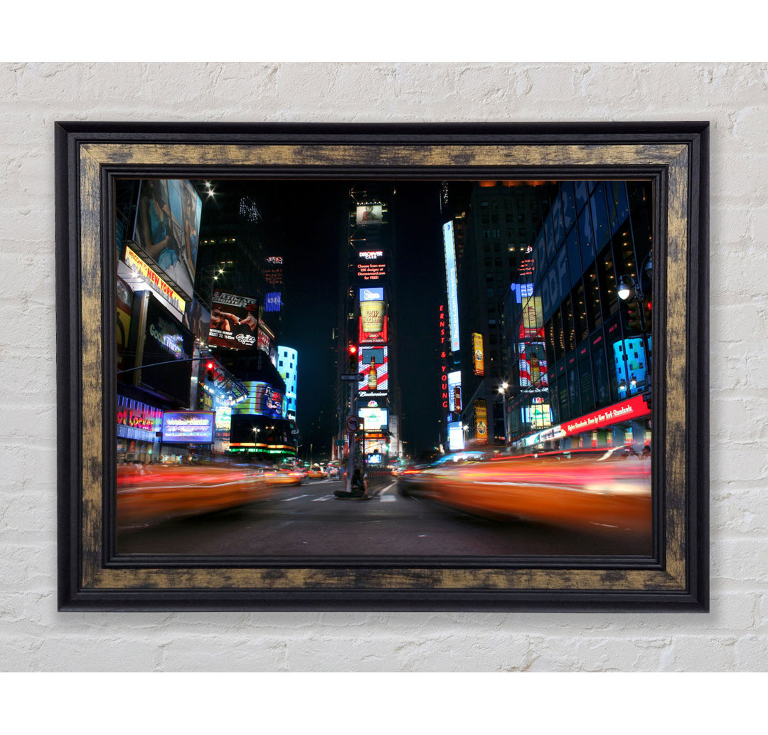 Times Square Yellow Cab Blur - Einzelner Bilderrahmen Kunstdrucke