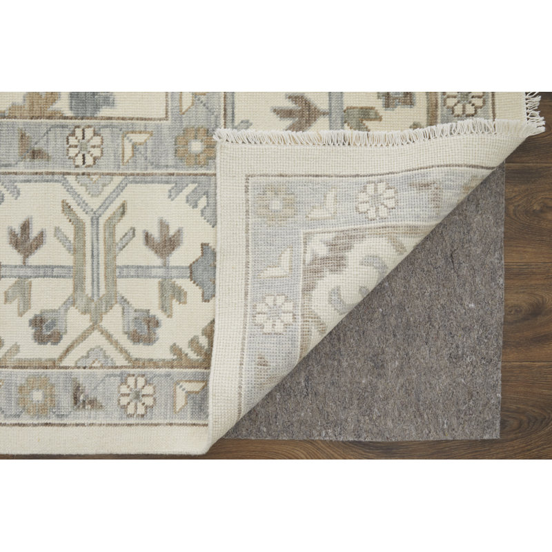 Karina Hand Knotted Wool Ikat Area Rug in Beige/Dash Gray, Rectangle 8'6" x 11'6"