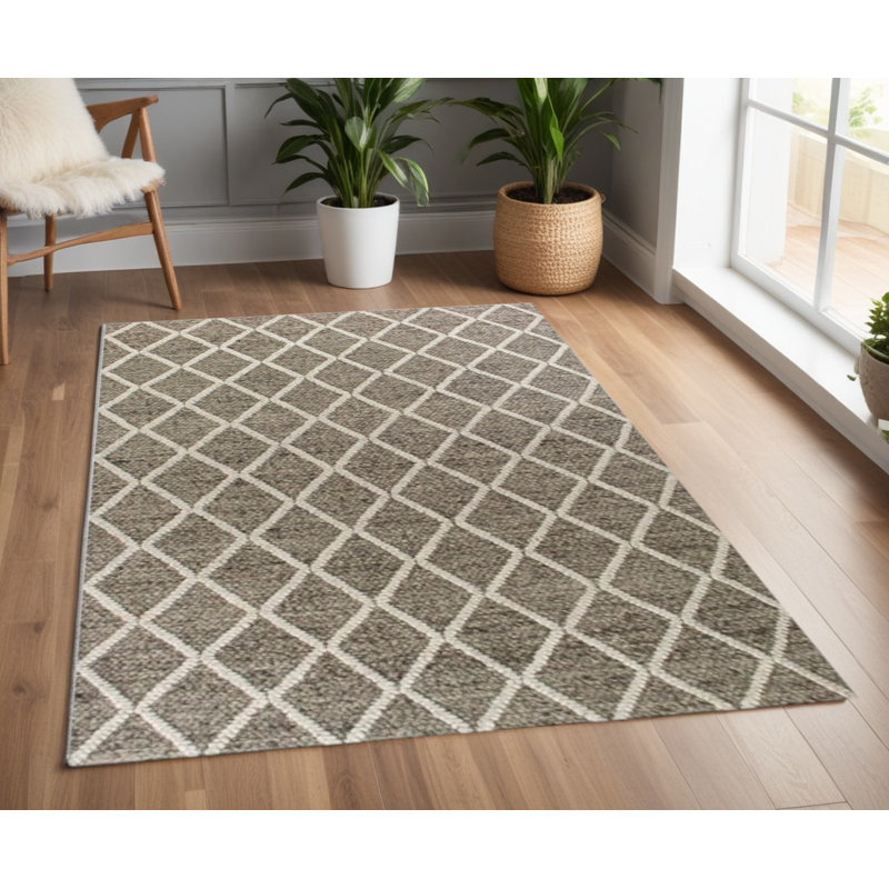 Mott Street Geometric Handmade Tufted Area Rug, Rectangle 3'3" x 5'3", Dark/Gray