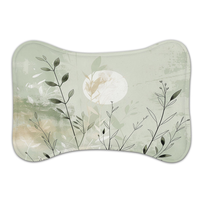 Tapis d'alimentation naturel en forme d'os Natural Wabi Sabi Florals