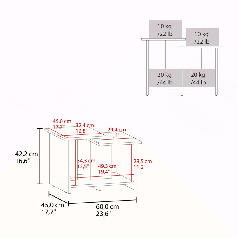 Coffee Table, 16" H, Black
