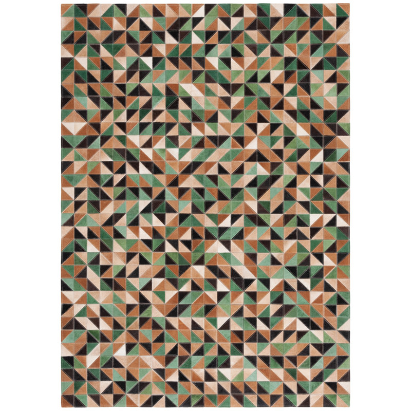Weylan Hand Woven Leather Geometric Rug, Rectangle 8' x 10'